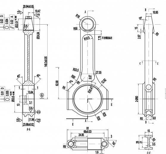 Кованые шатуны OCR racing для двигателей BMW B58B30 3.0 turbo I-beam Connecting Rod